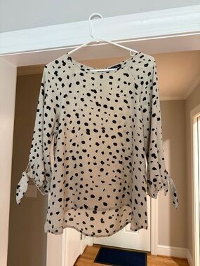 Cream Polka Dot Tie-Sleeve Blouse